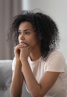 a woman near British Woods worried about gingivitis